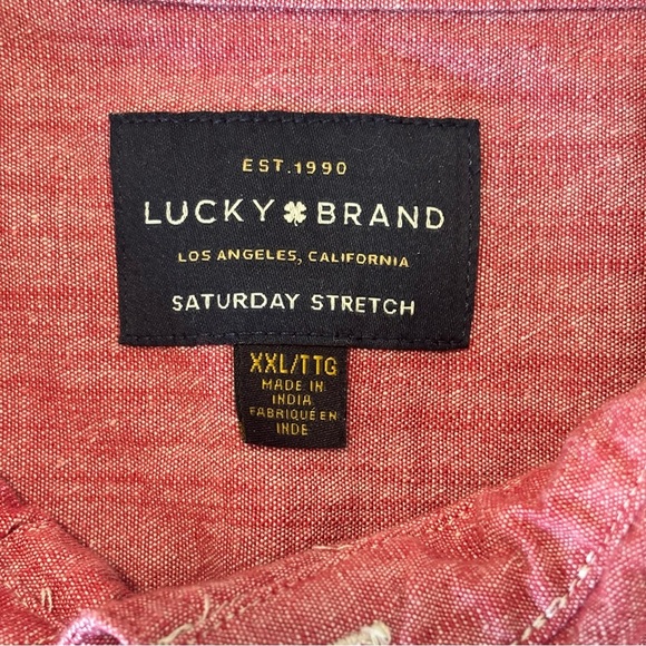 Mens Lucky Brand Men’s Button Down Shirt XXL Red Long Sleeve Casual - Picture 3 of 6